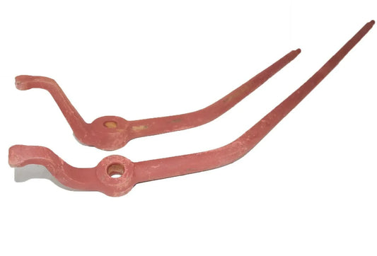 Dual gear shift lever set with two rust-red metal levers