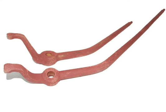 Dual gear shift lever set with two rust-red metal levers