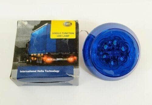 Round blue LED marking lamp, single-function 12V, with clear lens