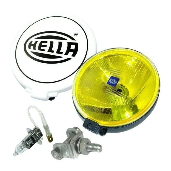 Hella driving lamp with yellow spot lens and mounting hardware