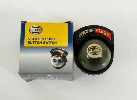 Hella engine start push button waterproof switch, black bezel with red ENGINE START label