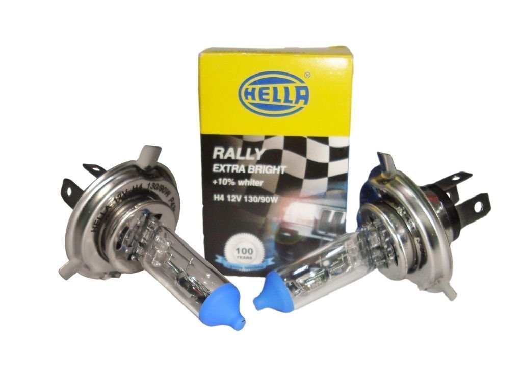 Hella Rally H4 Bulb, 12V 130/90W, extra bright headlight in car for improved visibility