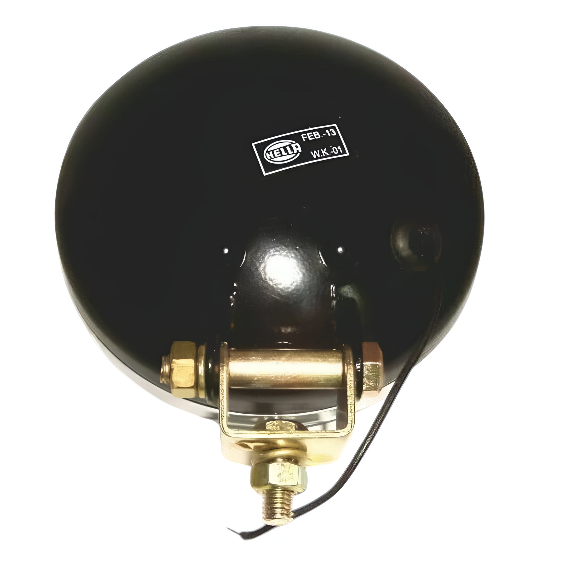 Hella round fog lamp in black with durable metal mount for improved visibility in low light conditions