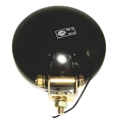 Hella round fog lamp in black with durable metal mount for improved visibility in low light conditions