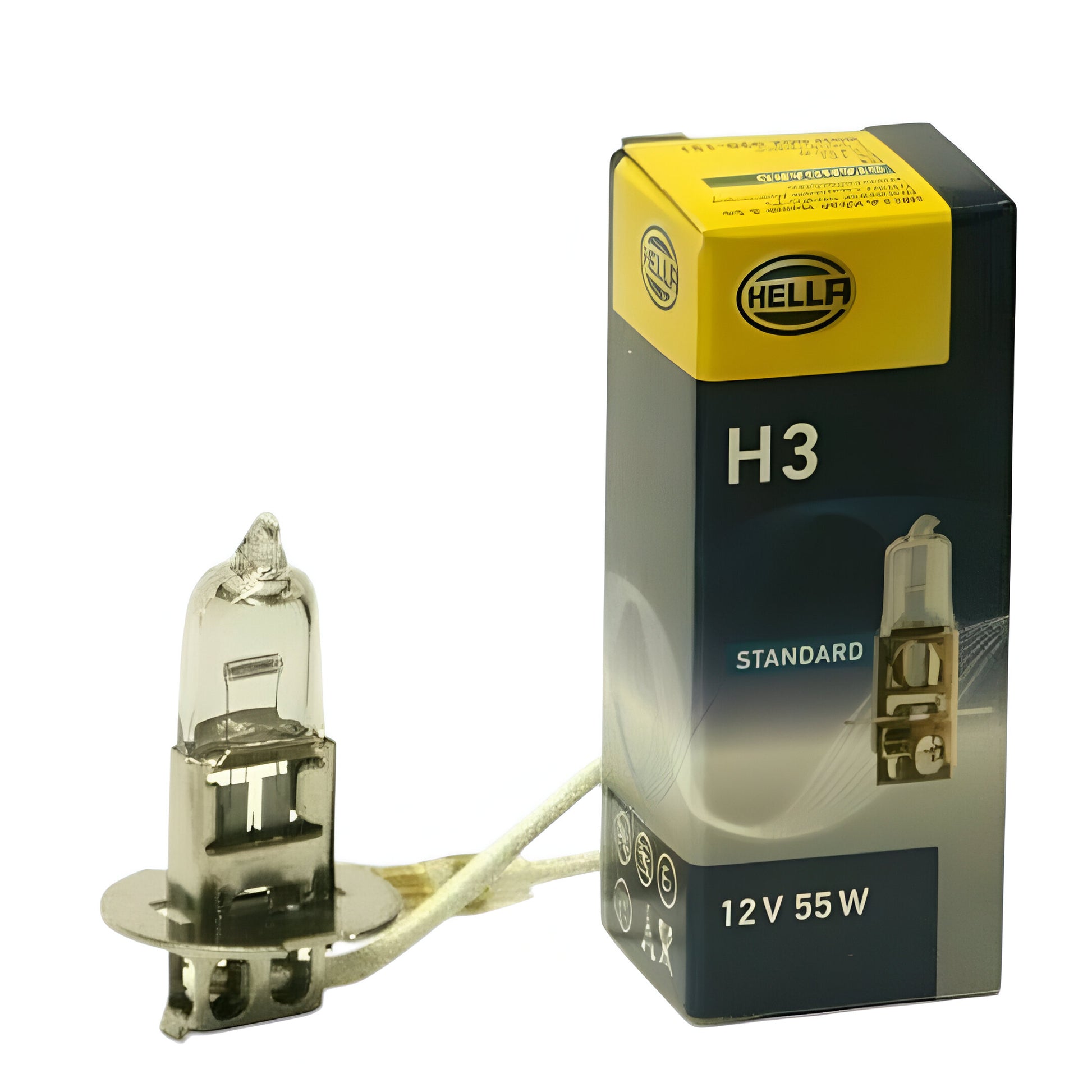 Hella round fog lamp H3 bulb for 12V vehicles, offering bright and clear illumination