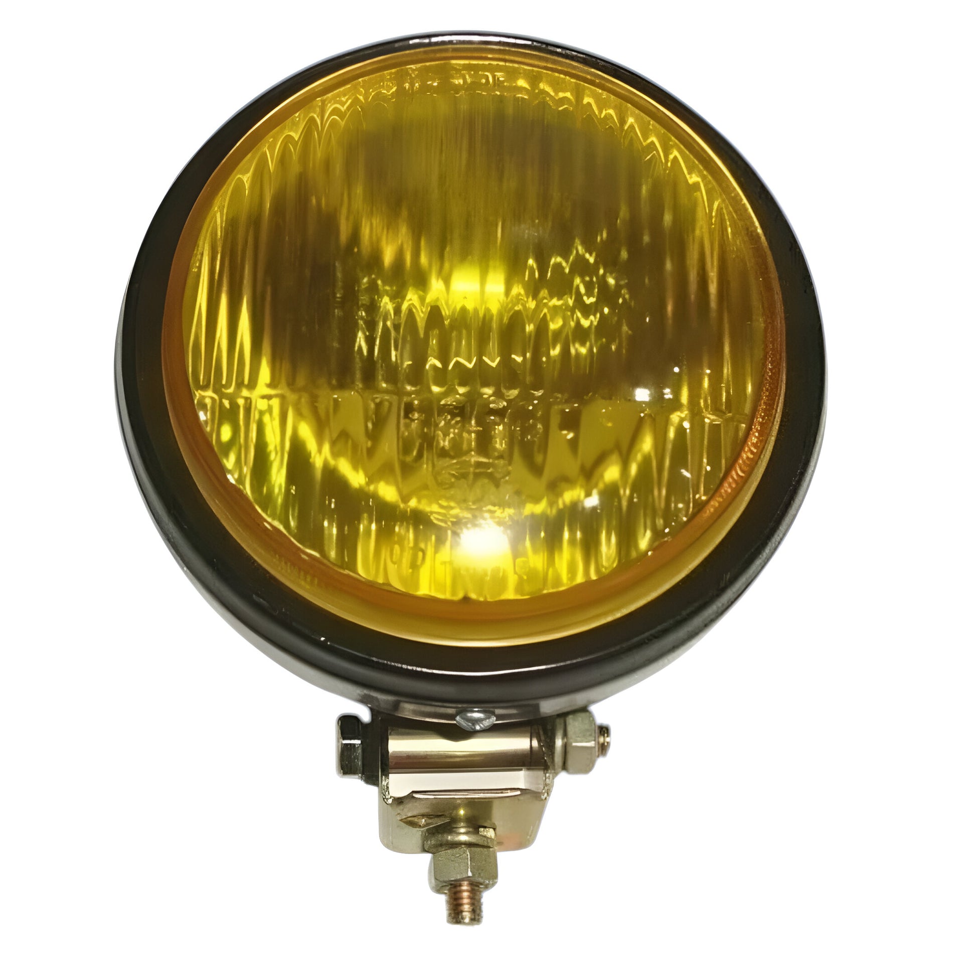 Hella round fog lamp with a yellow lens and durable black housing for improved visibility