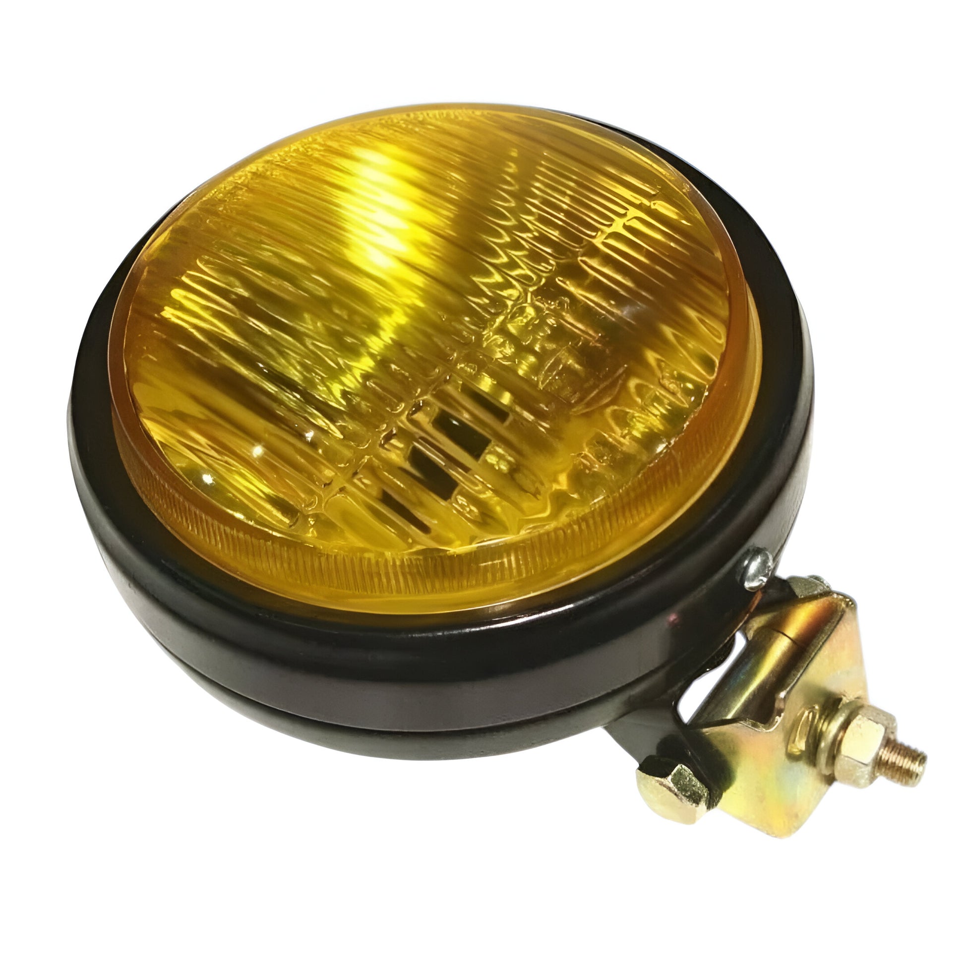 Hella round fog lamp with a yellow lens and durable black housing for enhanced visibility