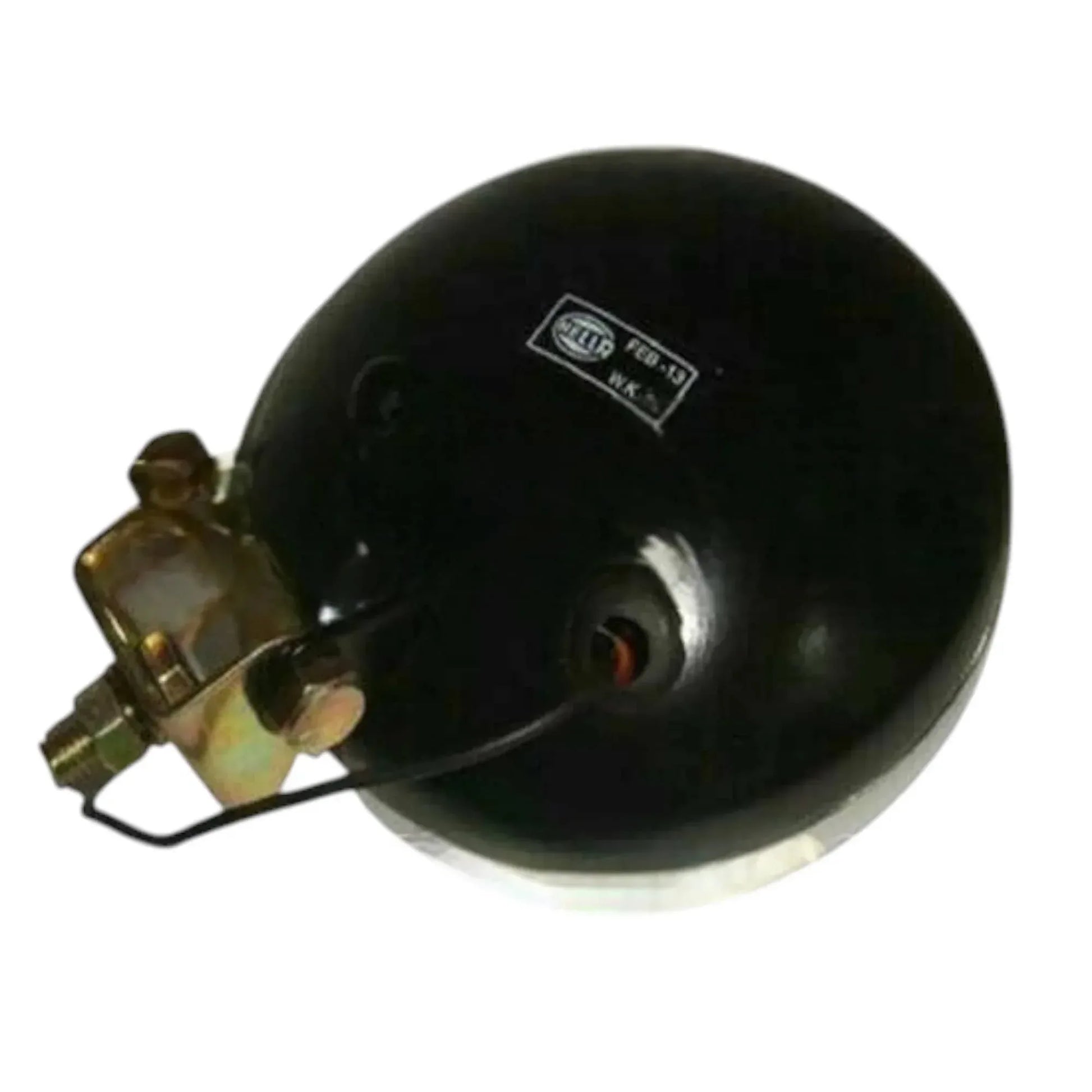 Universal fit fog lamp, durable black plastic housing, designed for added visibility in low-light conditions
