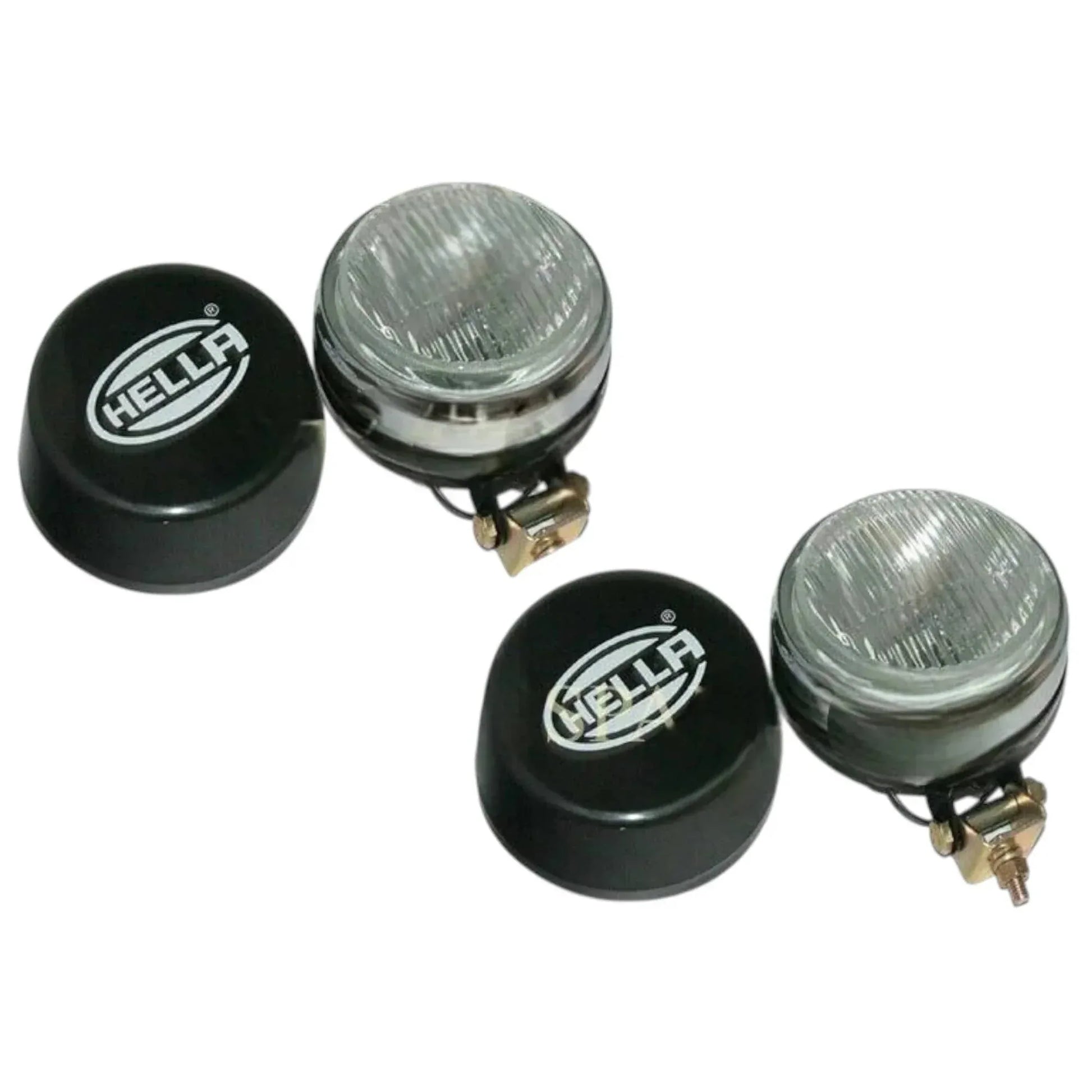 Hella universal fit fog lamp set, round, durable plastic, enhances visibility in low-light conditions