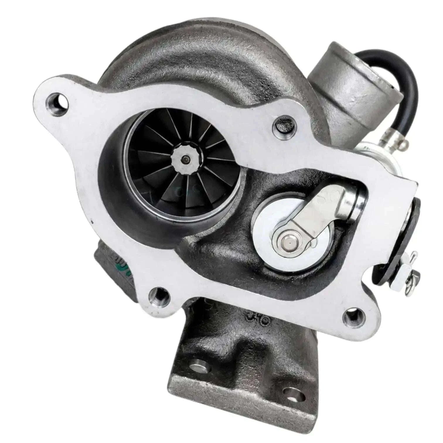 Turbocharger for tractor engines, durable metal construction, improves engine performance for heavy-duty use