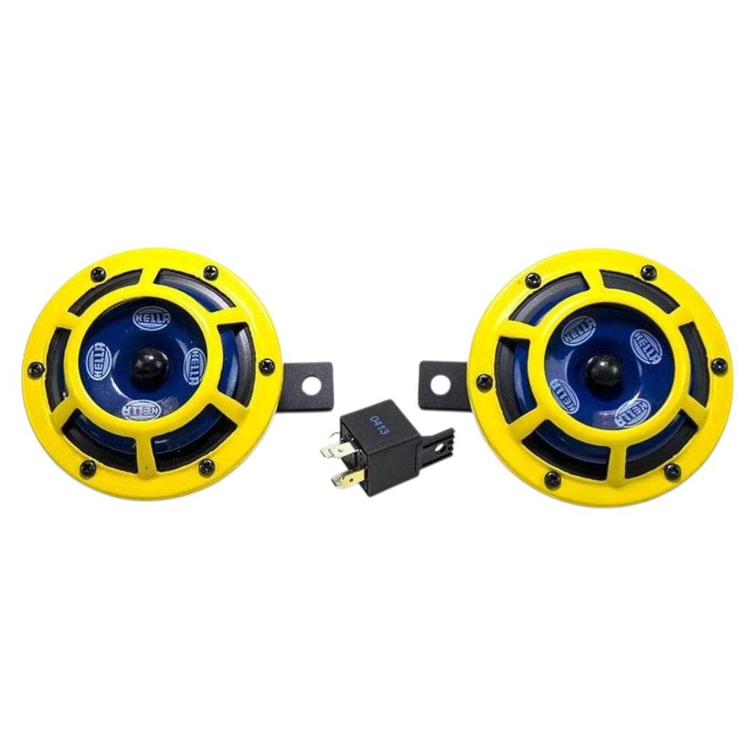 H31000001 HELLA Sharptone 12V High Tone Low Tone Twin Horn Kit with Yellow - StellerGear