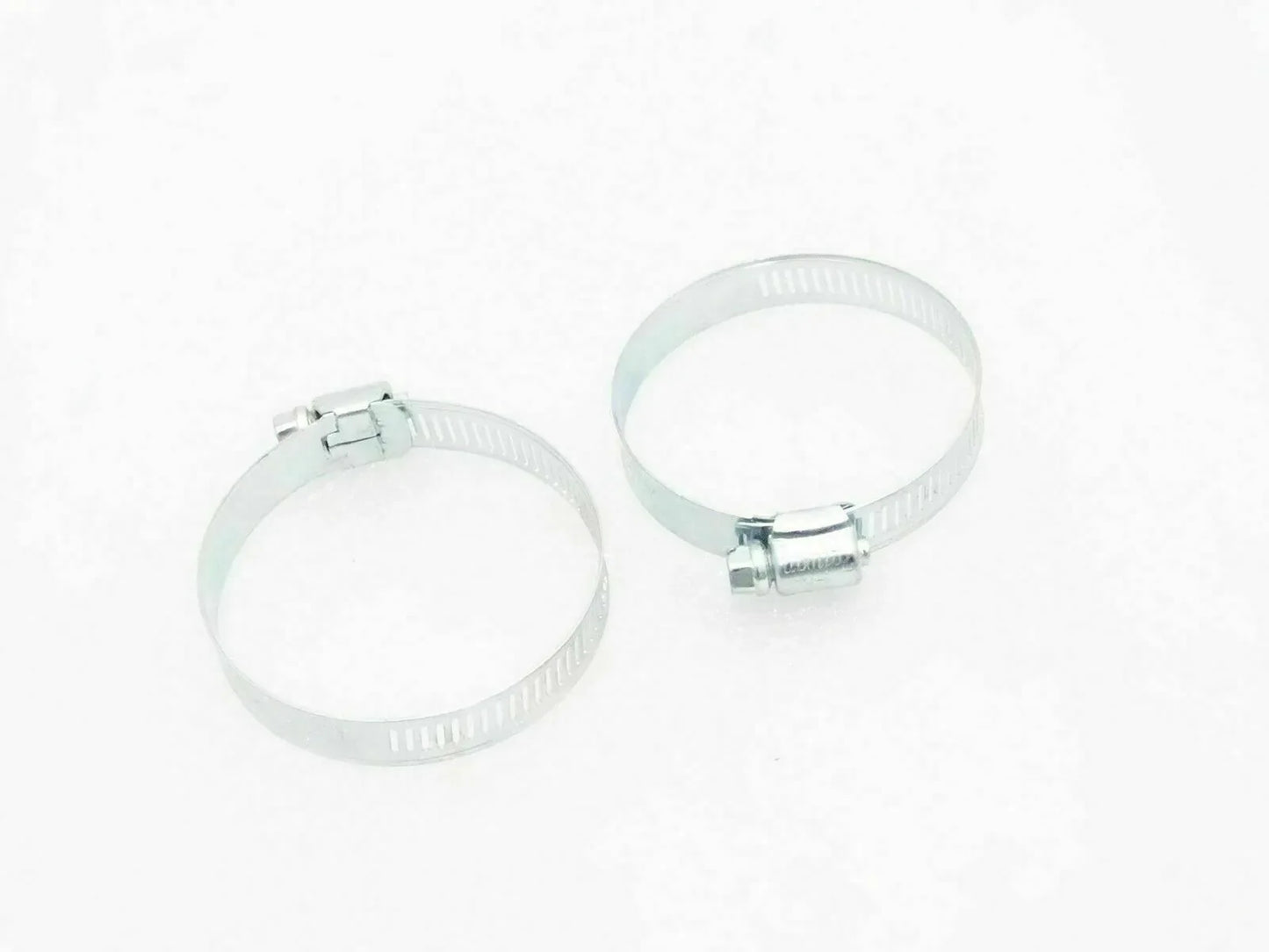 Hose pipe clamps, two metal worm-gear style with screw