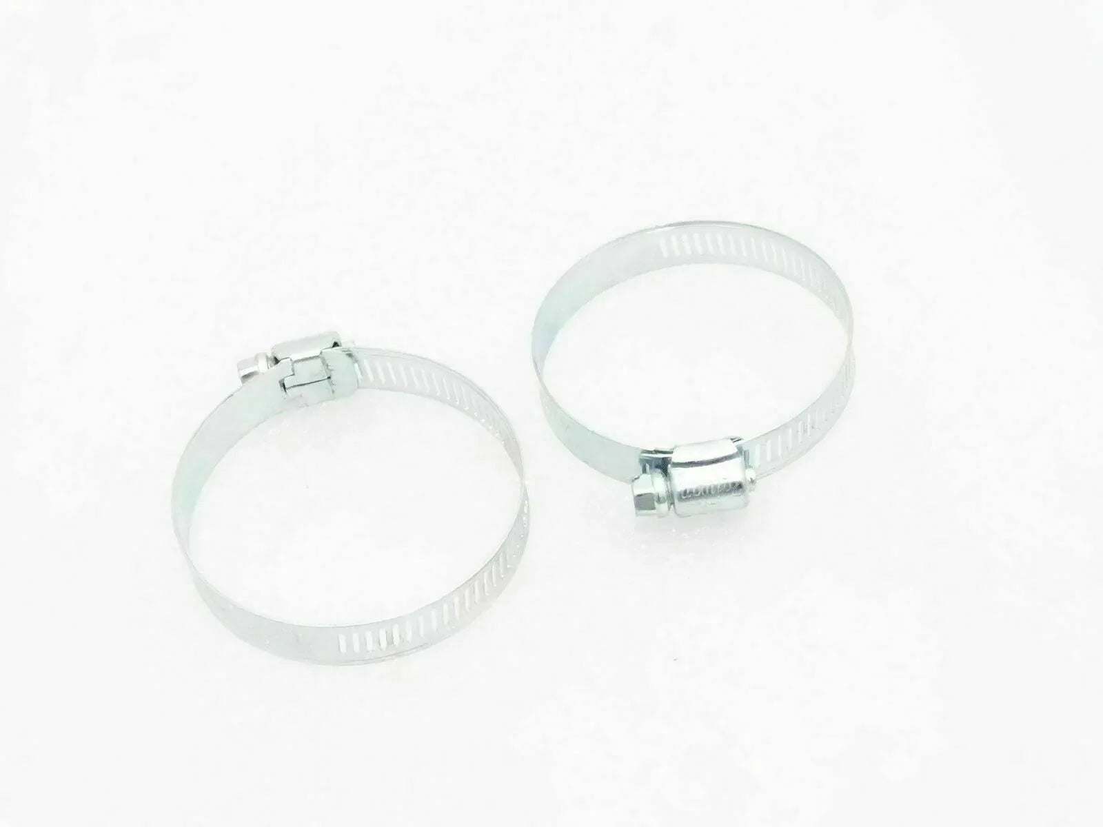 Hose pipe clamps, two metal worm-gear style with screw