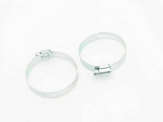 Hose pipe clamps, two metal worm-gear style with screw