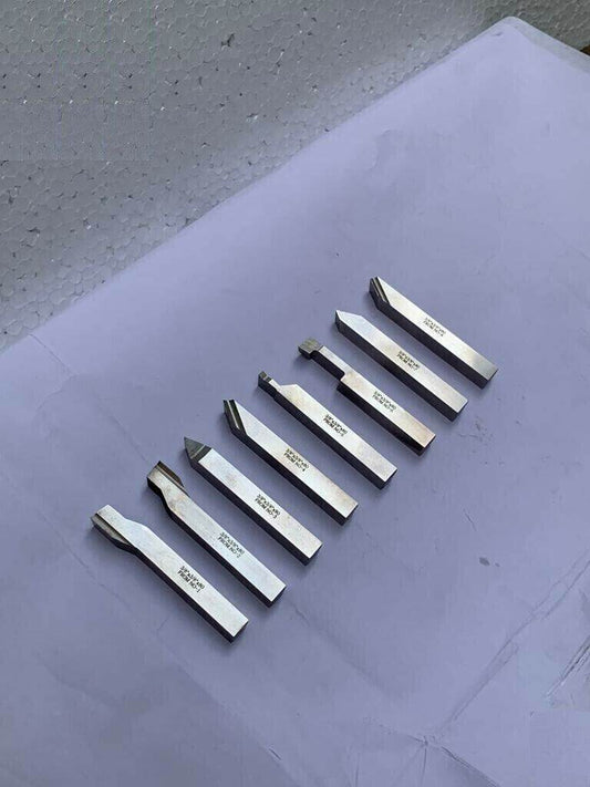HSS M2 lathe tool set featuring eight pre-formed tools for precision machining