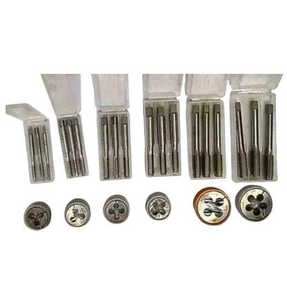 HSS tap die set BSF with multiple taps and dies in sturdy storage cases for easy organization