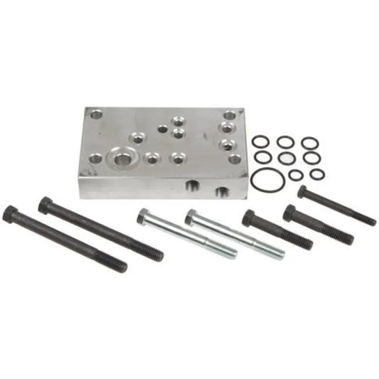 External hydraulic adaptor plate kit, aluminum, includes bolts and seals for hydraulic adapter fittings
