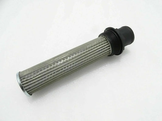 Hydraulic filter cartridge with cylindrical metal mesh and black threaded end cap