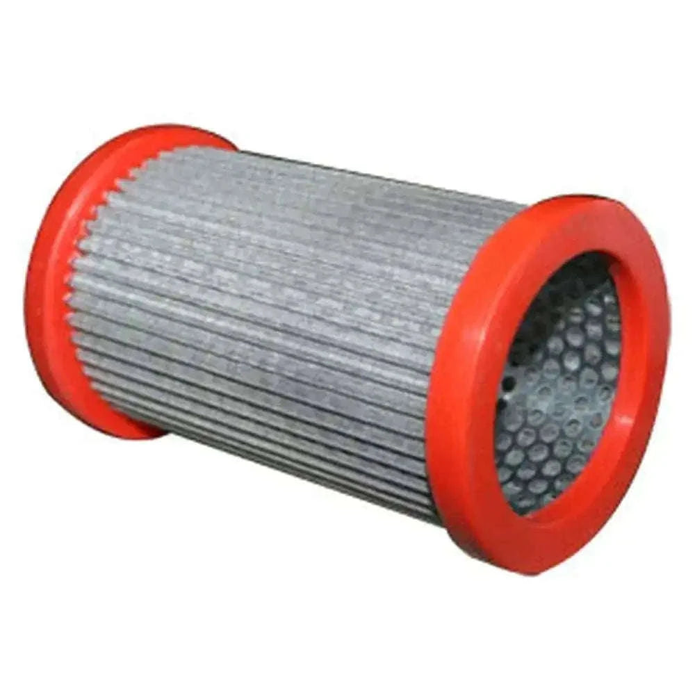 Hydraulic filter cartridge for Massey Ferguson with red caps and gray pleated filter element