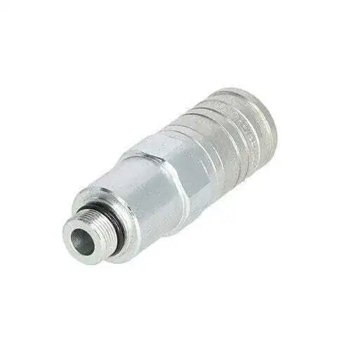 Hydraulic quick release coupling with threaded male port, silver metal
