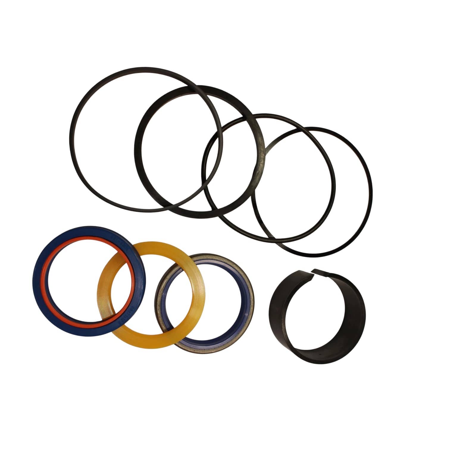 Hydraulic cylinder seal kit with various sizes and materials for effective hydraulic repair and maintenance