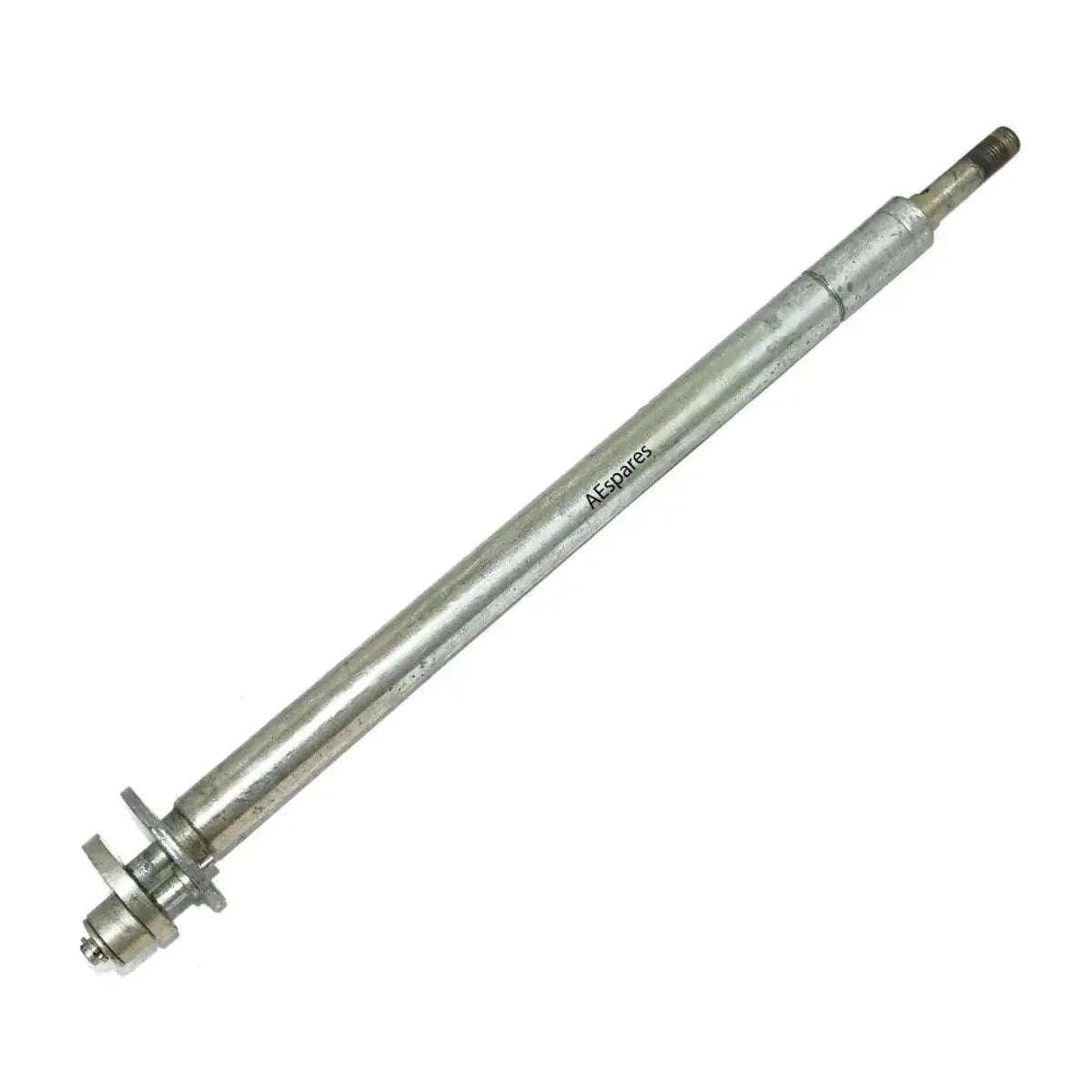 Hydraulic control shaft with splined end and threaded tip, metal finish
