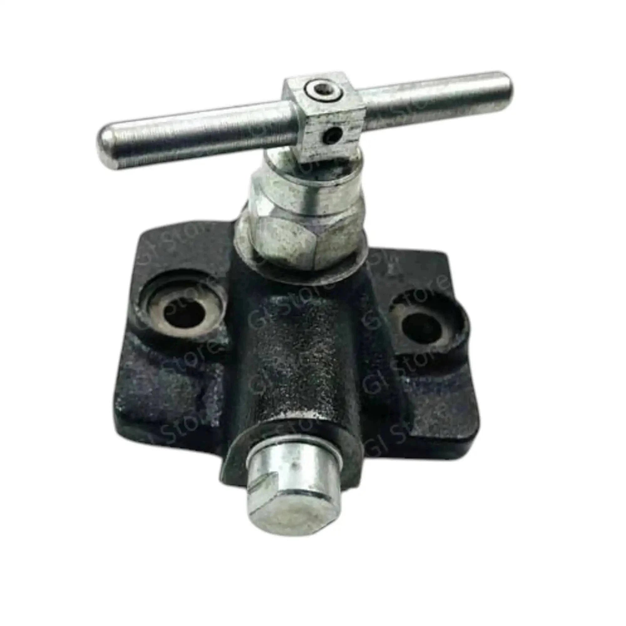 Hydraulic valve lock with chrome lever, dark cast housing, side ports