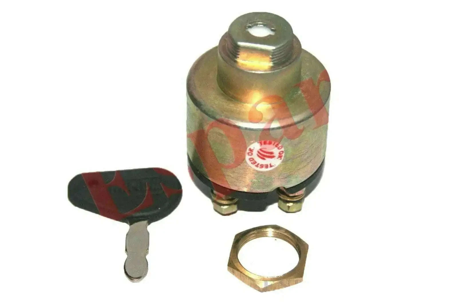Ignition starter switch with preheat function, metal round body and mounting nut, key included