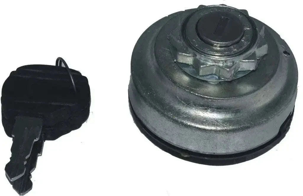 Vehicle ignition switch with key, durable metal construction for reliable automotive use