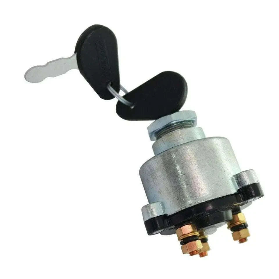 Ignition switch assembly with keys, metal housing, and electrical terminals