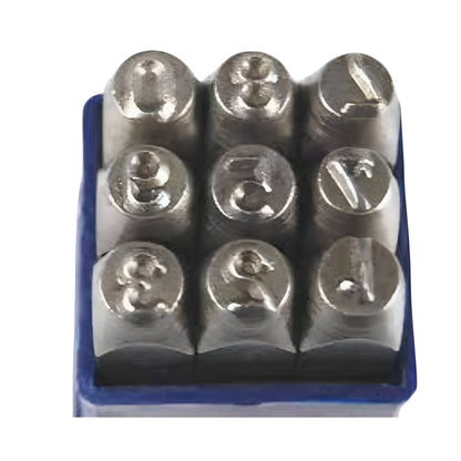 3/16 - 9 Piece Steel Hand Marking Punches Figure Number Stamps Set