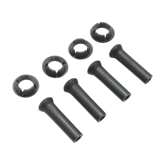 Black inside door lock knob grips with round end bushings, set of hardware pieces