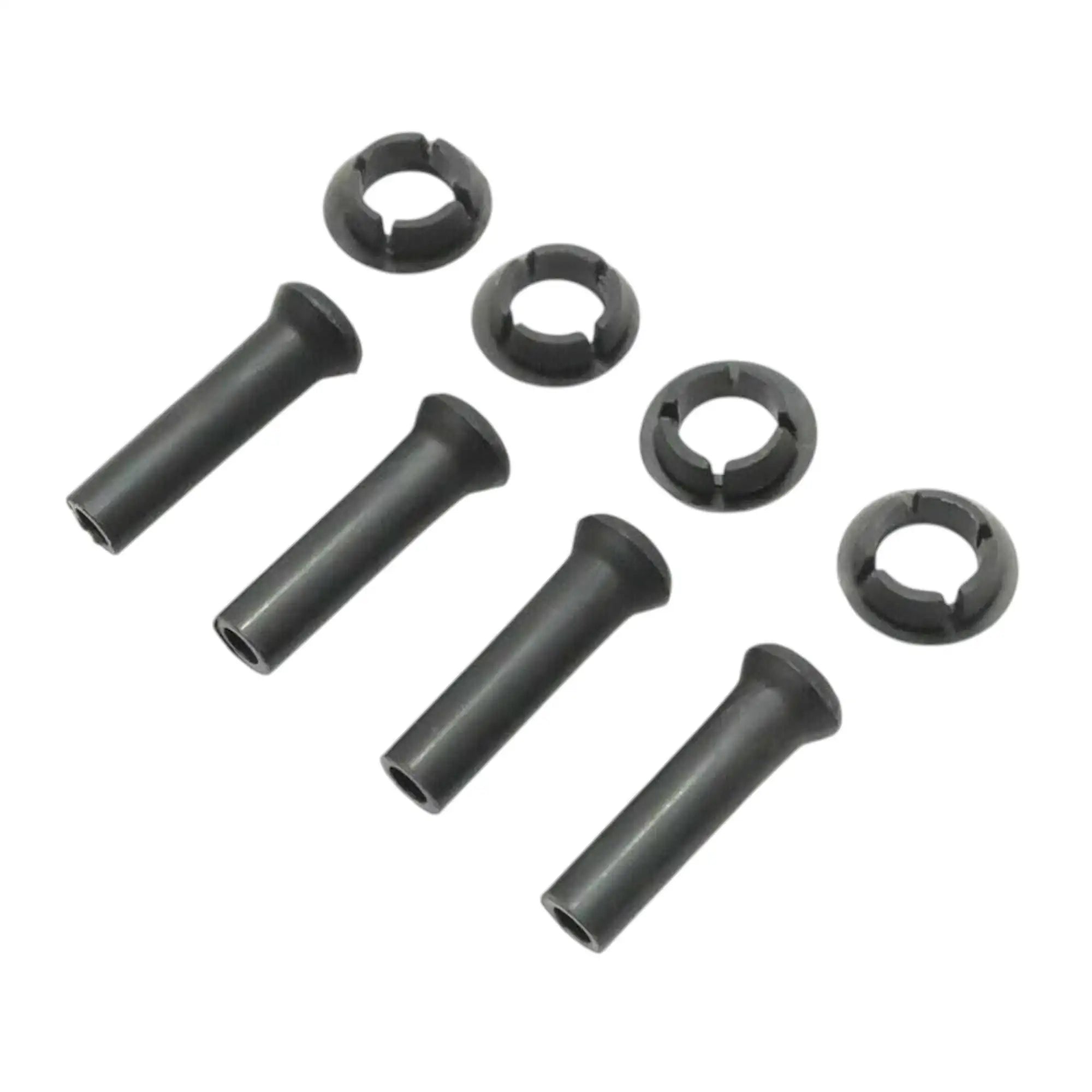 Black inside door lock push-pull knob parts showing grips and round mounting bushings