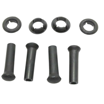 Black inside door lock knob components with four cylindrical grips and round bushings