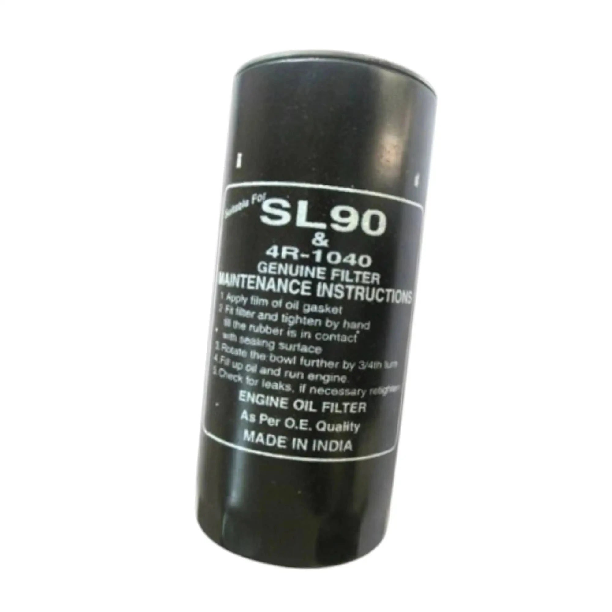 Diesel engine oil filter canister, black with SL90 printed markings