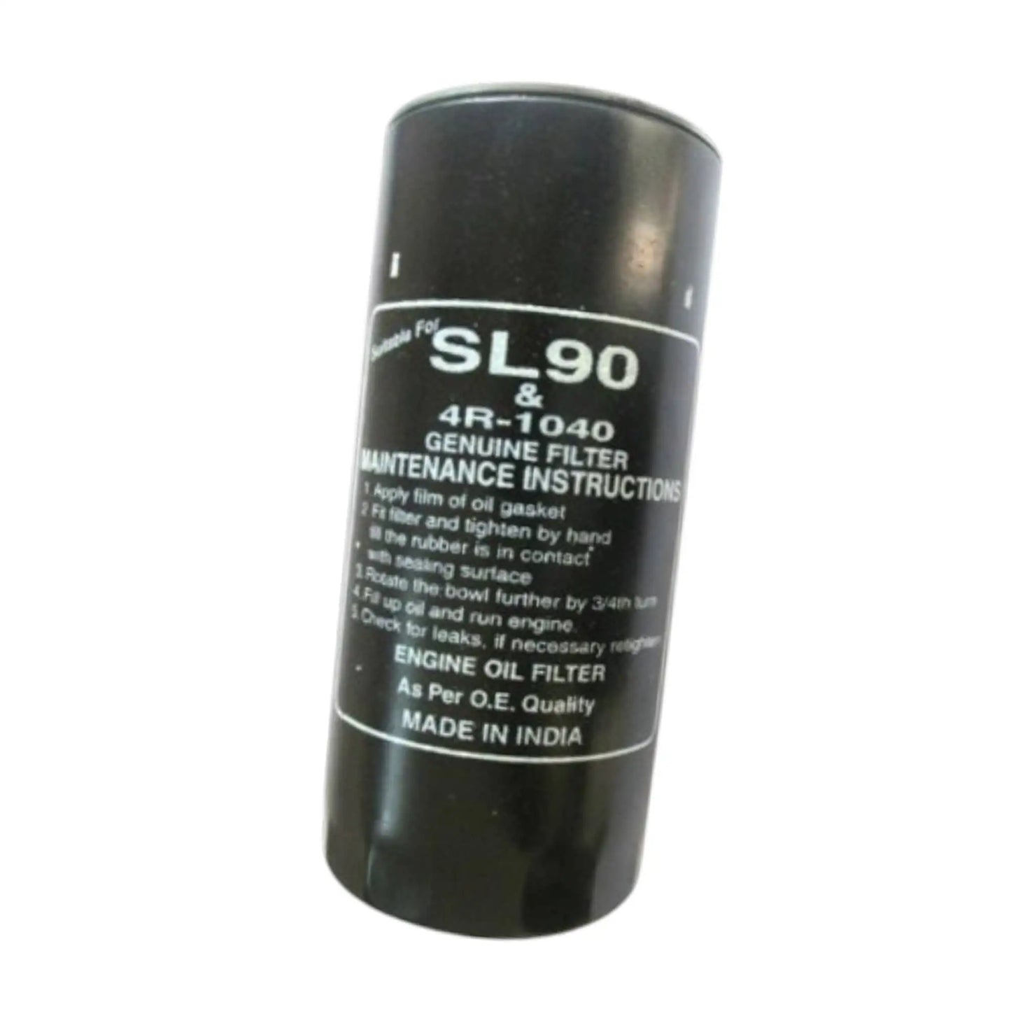 Diesel engine oil filter canister, black with SL90 printed markings