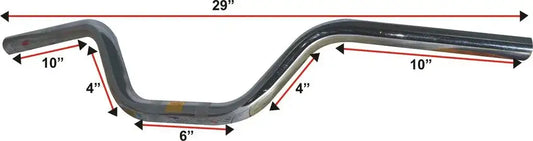 Chrome café racer handlebar with wide curved bend and tapered ends, universal fit.