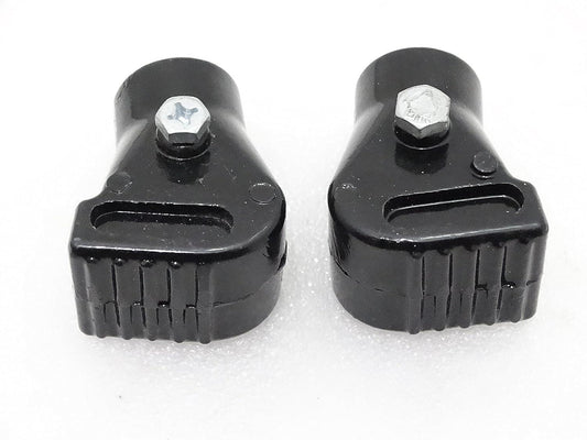 Alloy stand feet pair, durable black material, designed for motorcycles and scooters support