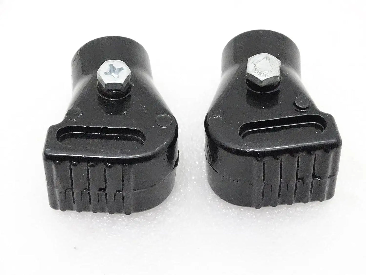 Alloy stand feet pair, durable black material, designed for motorcycles and scooters support