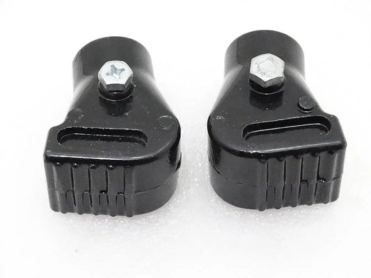 Alloy stand feet pair, durable black material, designed for motorcycles and scooters support