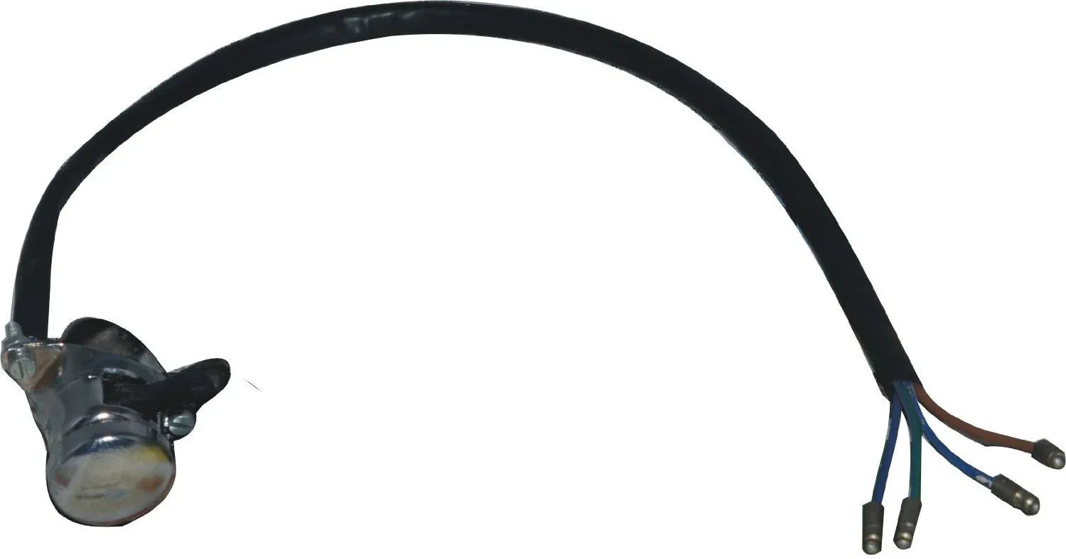 Metal horn dipper switch with chrome cap and black cable with three wire leads