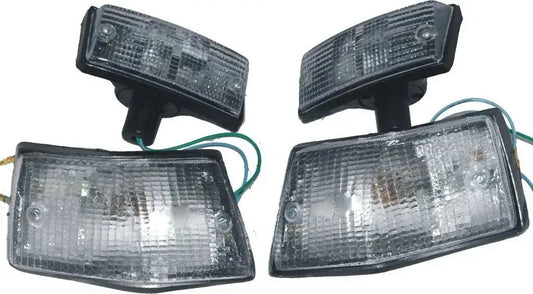 Front & Rear Indicator/Blinker set for motorcycles and scooters, durable plastic housing with clear lenses
