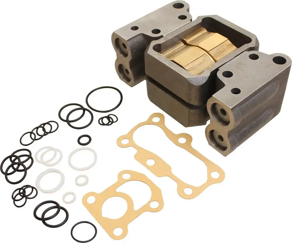 Hydraulic pump repair kit with metal pump housing, gaskets, and O-ring seals