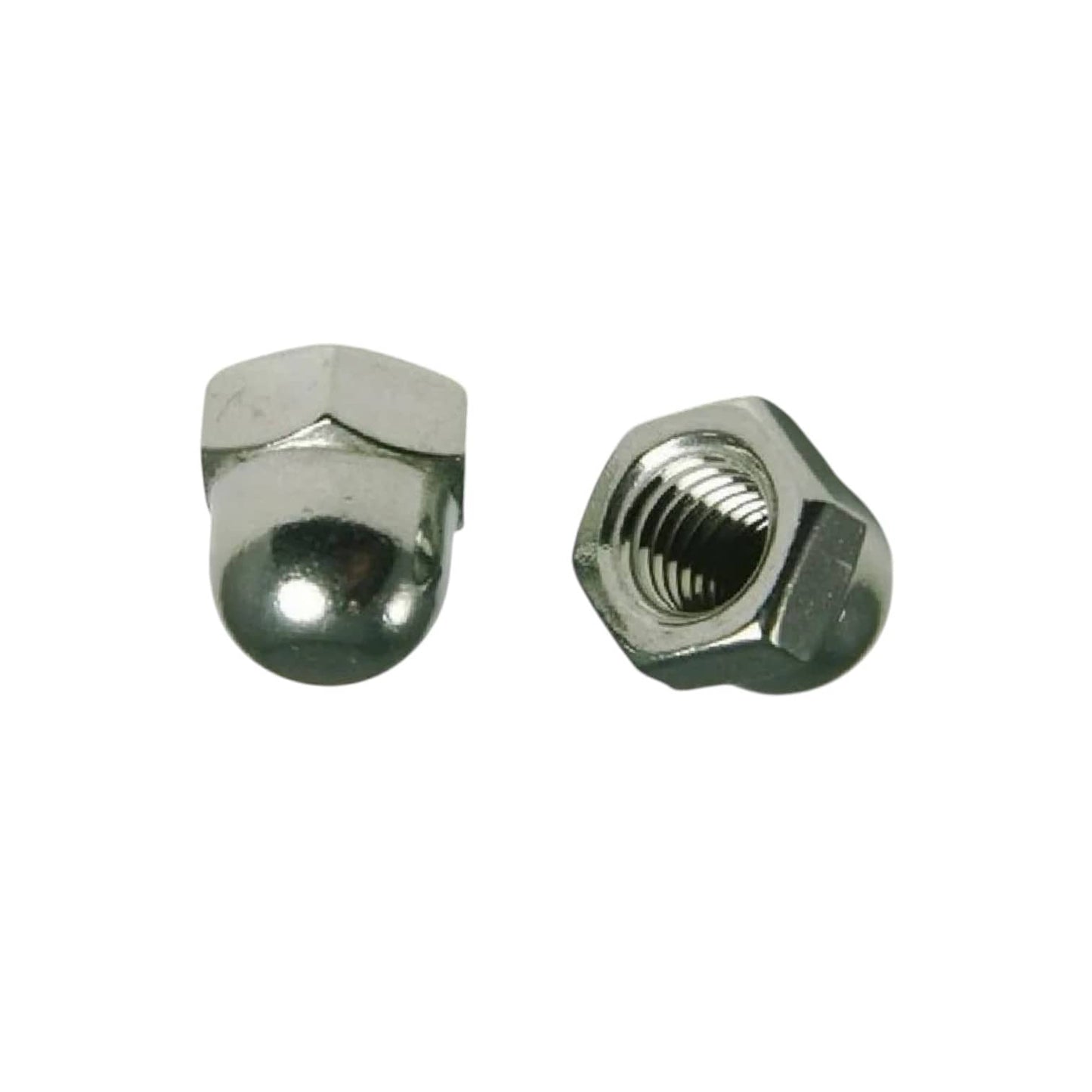 Chromed M8 domed nuts, steel, 8mm size, ideal for automotive applications and repairs
