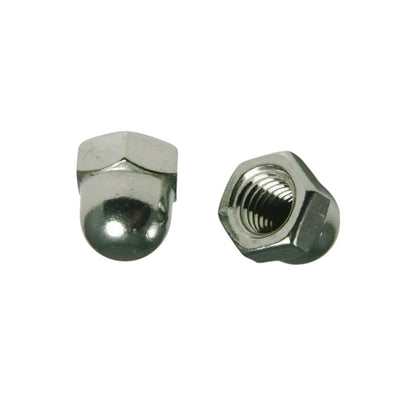Chromed M8 domed nuts, steel, 8mm size, ideal for automotive applications and repairs