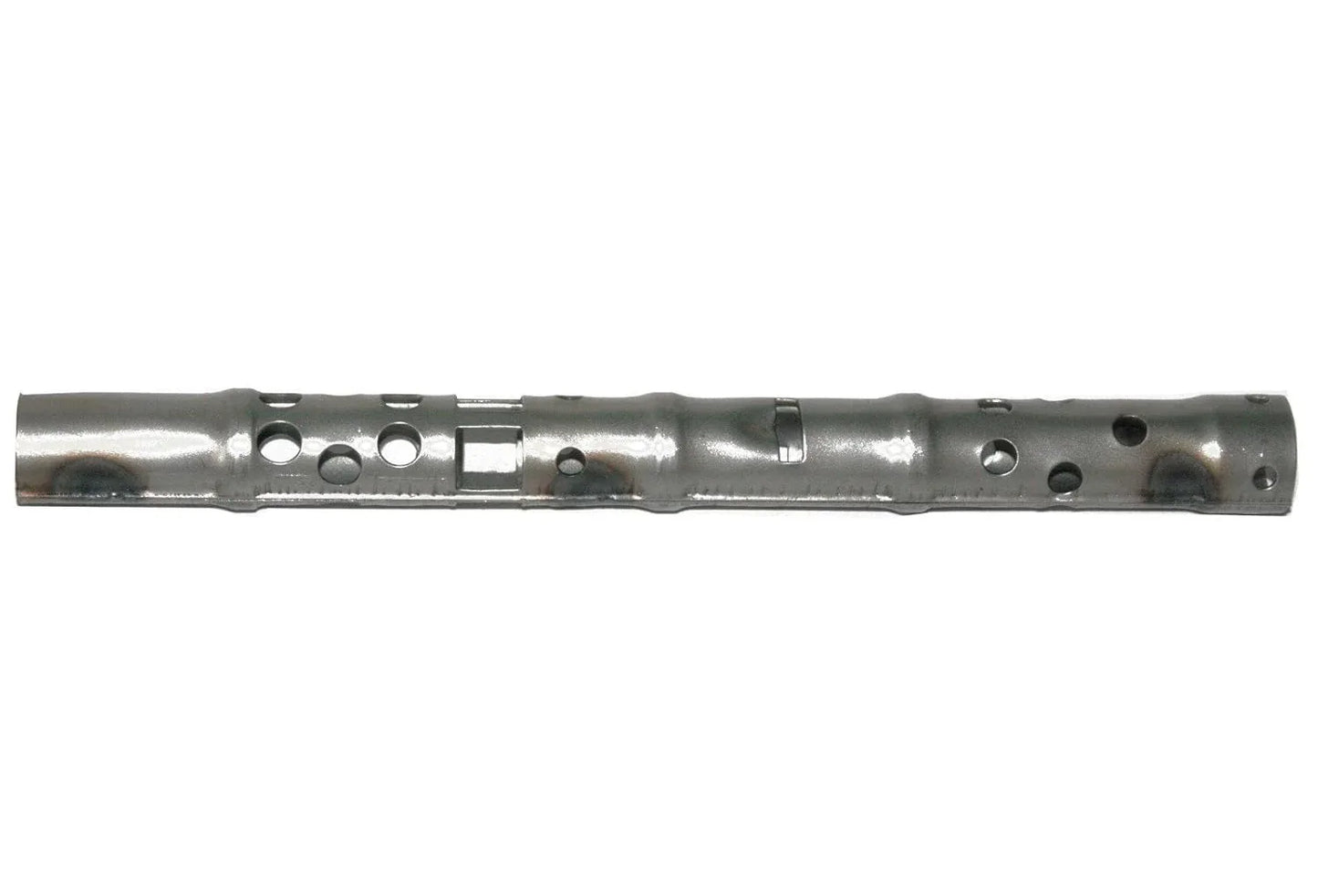 Metal exhaust silencer baffle flute tube with side holes, silver finish