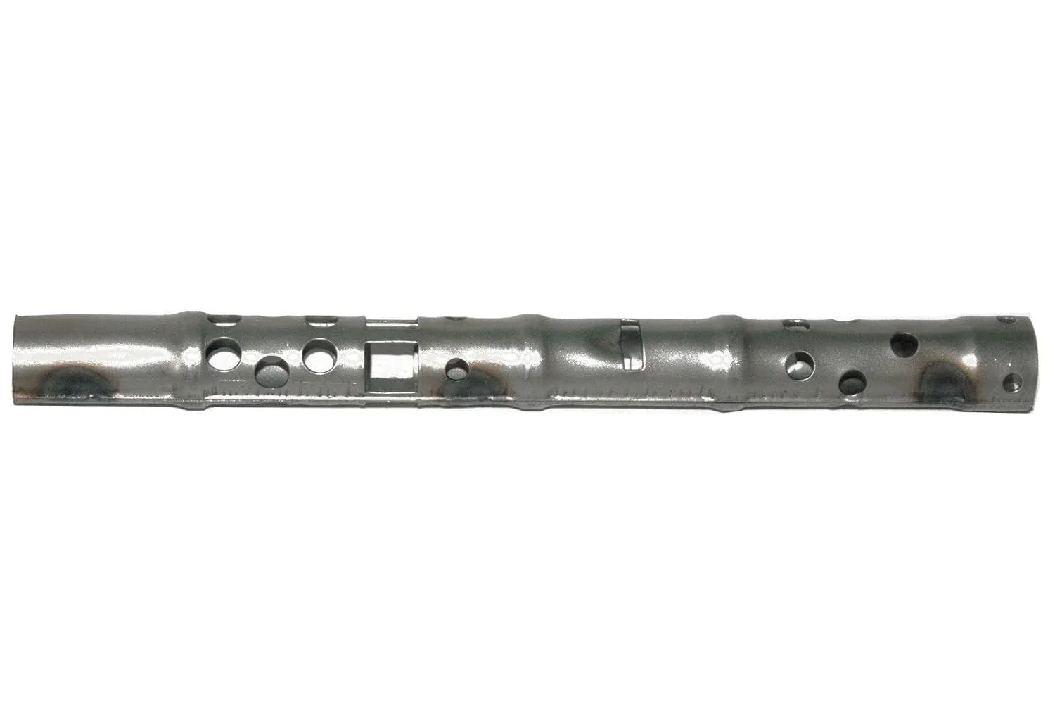 Metal exhaust silencer baffle flute tube with side holes, silver finish