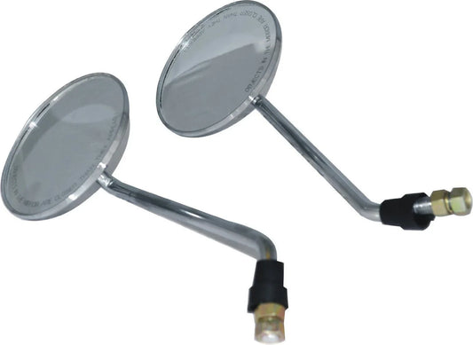 Round chrome side mirror set with two circular mirror heads and stems