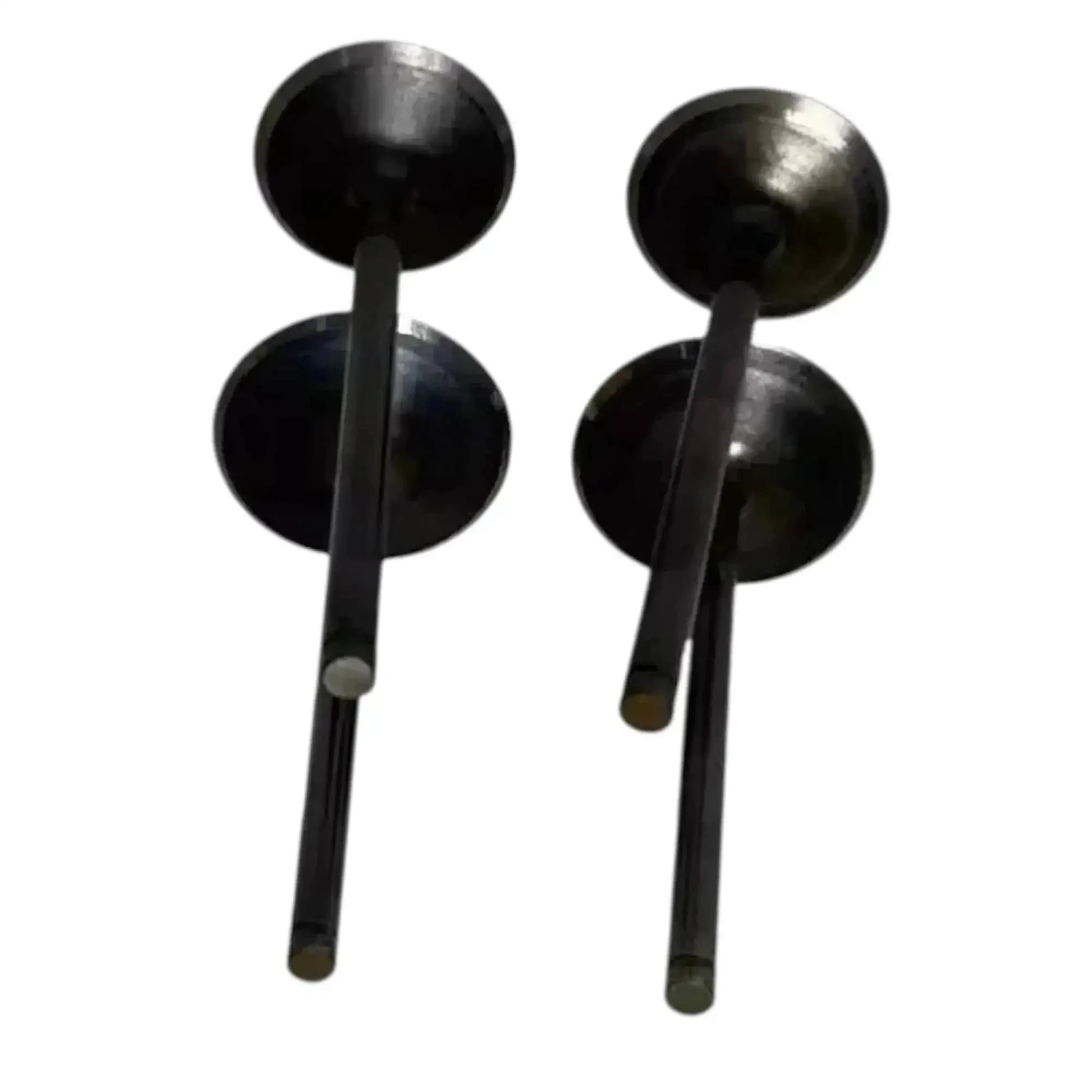 Intake and exhaust valve kit, two metal valve heads with stems, dark finish