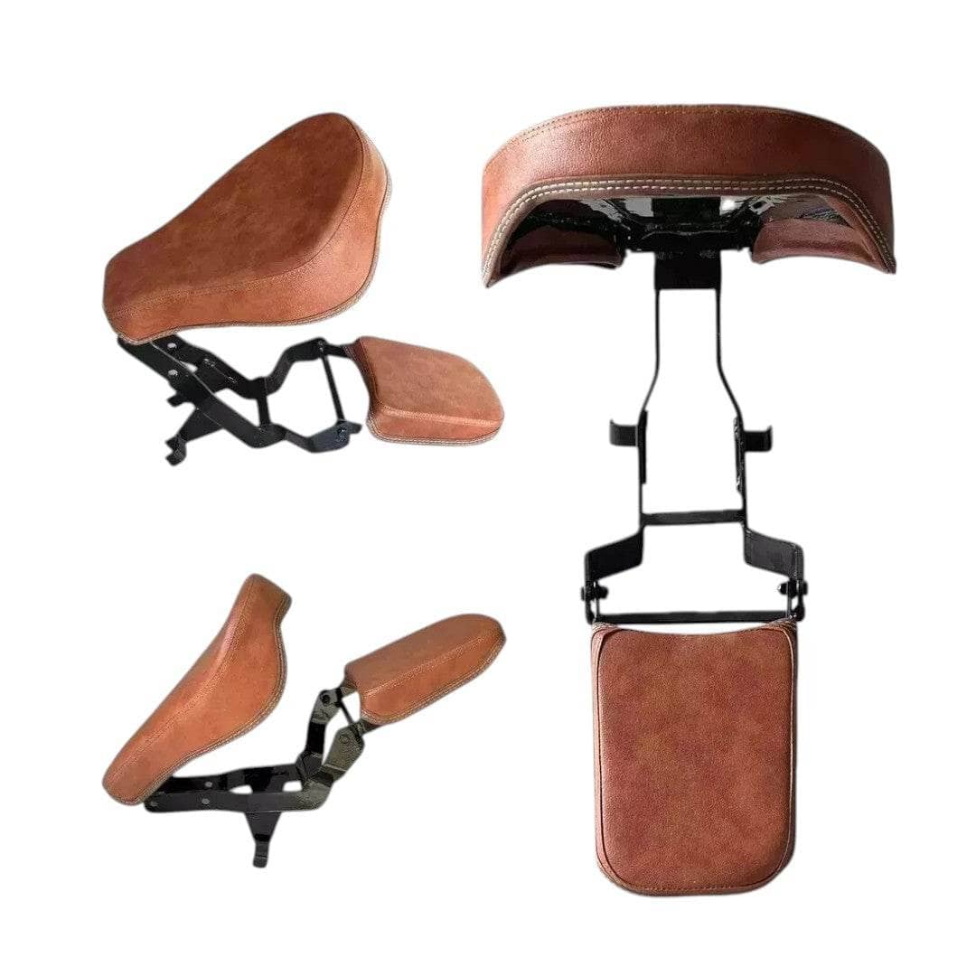 Jawa Bobber 42 foldable seat with brown leather upholstery for comfortable riding